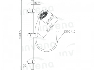 Invena DARK zuhanyszett, 1 funkciós, fekete, waterplating bevonat