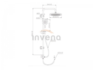 Invena BLACK zuhanyszett, 3 funkciós, fejzuhannyal, fekete, waterplating bevonat