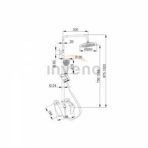 Invena DOKOS zuhanyszett, 5 funkciós, fejzuhannyal, csapteleppel fekete, waterplating bevonat