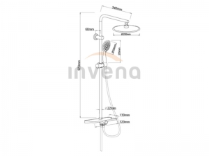 Invena MUSTA BASIC zuhanyszett, 3 funkciós, fejzuhannyal, fekete, waterplating bevonat