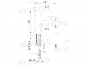 Invena SIROS BLACK Bidécsaptelep, álló, fekete, waterplating bevonat