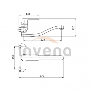 Invena SIROS BLACK mosdócsaptelep, fali, fekete, waterplating bevonat