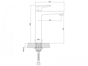 Invena KALITEA mosdócsaptelep, álló, fekete, waterplating bevonat