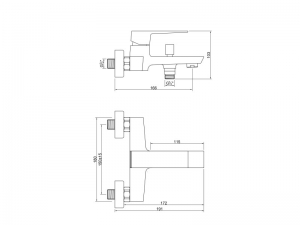 Invena PAROS BLACK kádcsaptelep, fali, zuhanyszett nélkül, fekete, waterplating bevonat