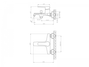 Invena FIRA kádcsaptelep, fali, zuhanyszett nélkül, fekete, waterplating bevonat