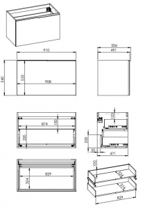 AREZZO design Malibu alsószekrény 90 1 fiók + 1 fiók , v. matt szürke