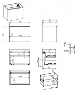 AREZZO design Malibu alsószekrény 70 1 fiók + 1 fiók , matt fekete