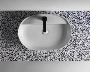 AREZZO design TERRAZZO márvány mosdópult 70/49,4/2 fekete matt