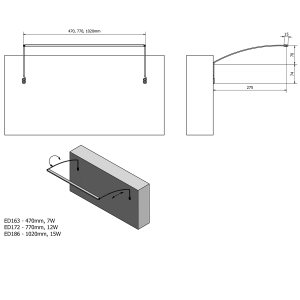 TREX LED-es tükör mögé tehető világítás, 18,5x15,8 mm, alu, 5500K hossz:77 cm, 860 lm (ED172)