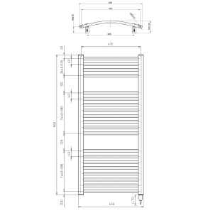 AQUALINE ORBIT-E elektromos fürdőszobai radiátor fűtőpatronnal, egyenes, 450x960mm, 300W, fehér (ILEO94T)