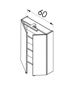 Tboss Mirror Box Recta 60 tükrös felsőszekrény, 2 ajtós