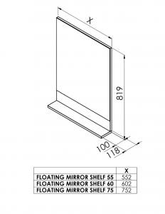 Tboss Floating Mirror Shelf tükör 55