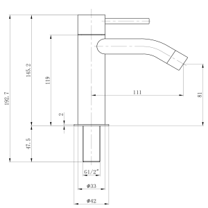 SMALL állószelep, 145mm, króm (SM24)