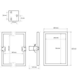 BEMETA HELP Billenthető tükör, 600x400mm, fehér (301401034) (XH007W)