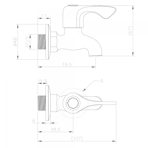 AQUALINE fali kifolyószelep, 1/2", króm (ZY12033)